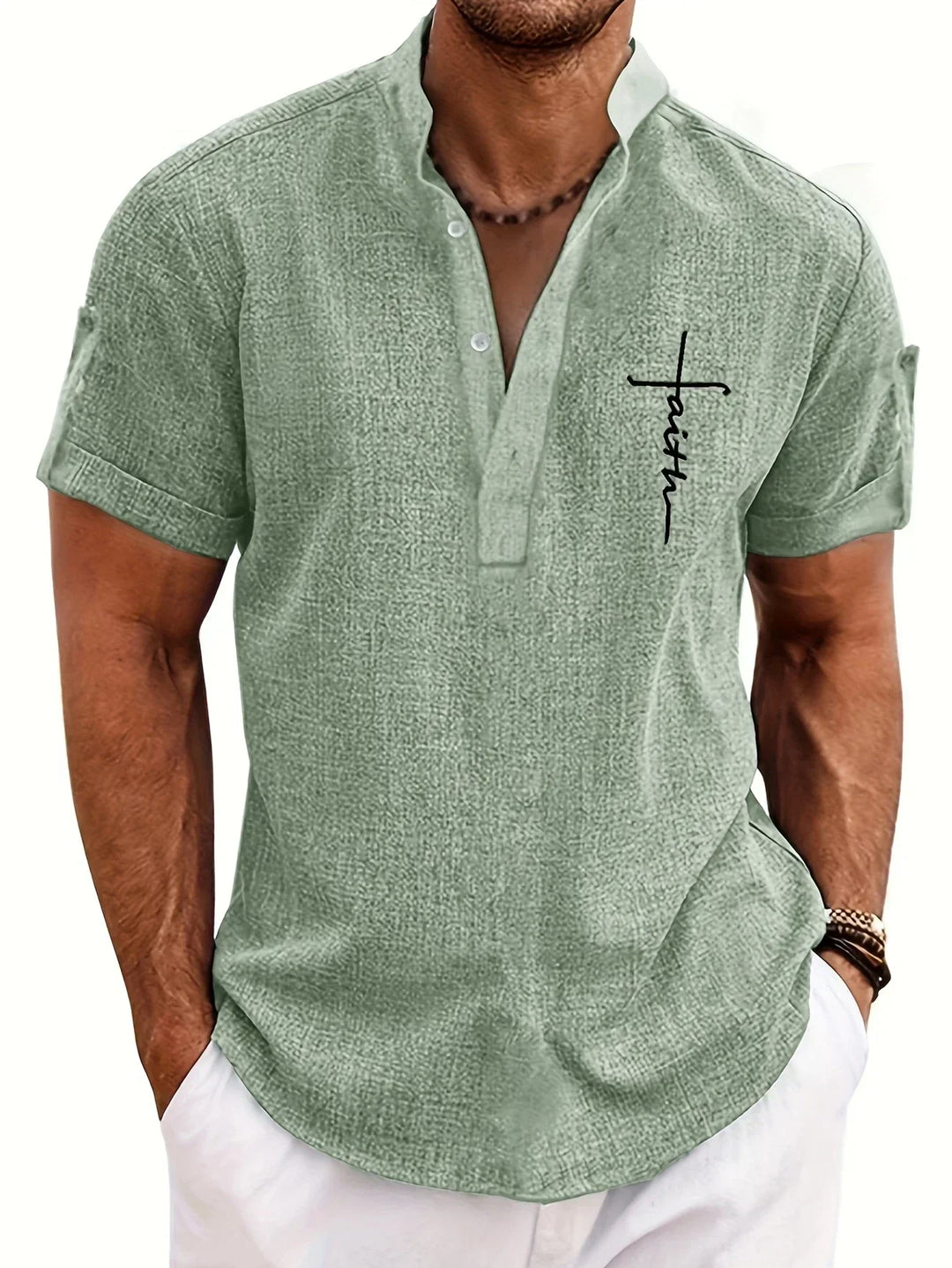 Harlan - Camisa de cuello alto texturizada