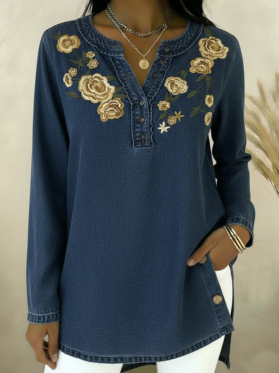 Seyla - Camisa de mezclilla floral