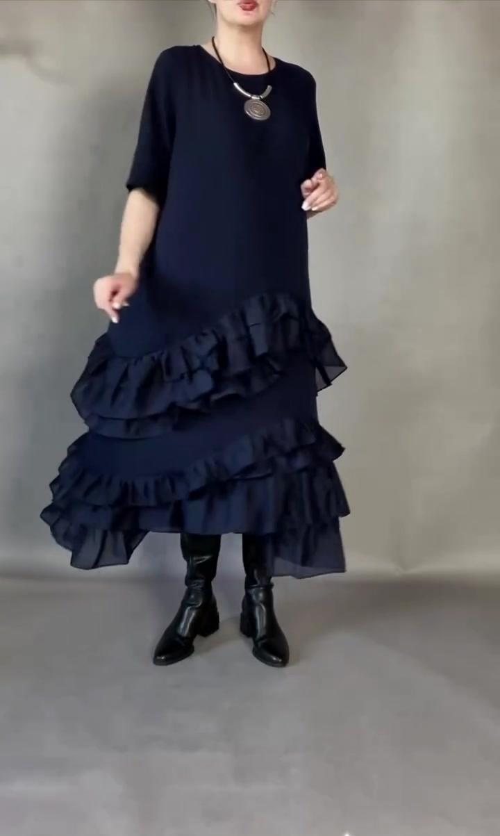 Elena - Vestido maxi acampanado de tacto suave