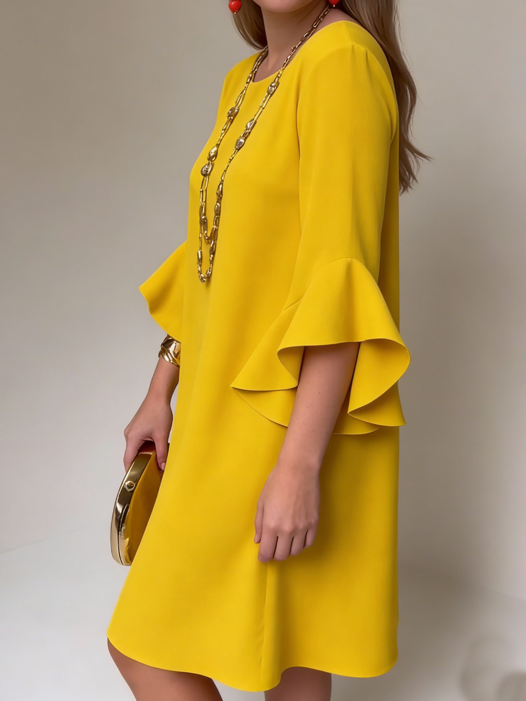 Hilaria - Minivestido de mangas con vuelo