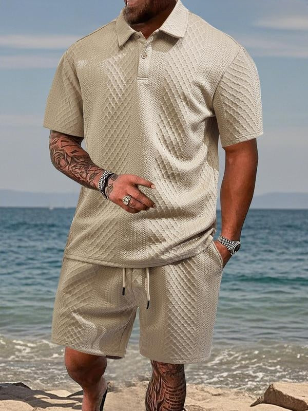 Niall - Conjunto de polo texturizado y shorts