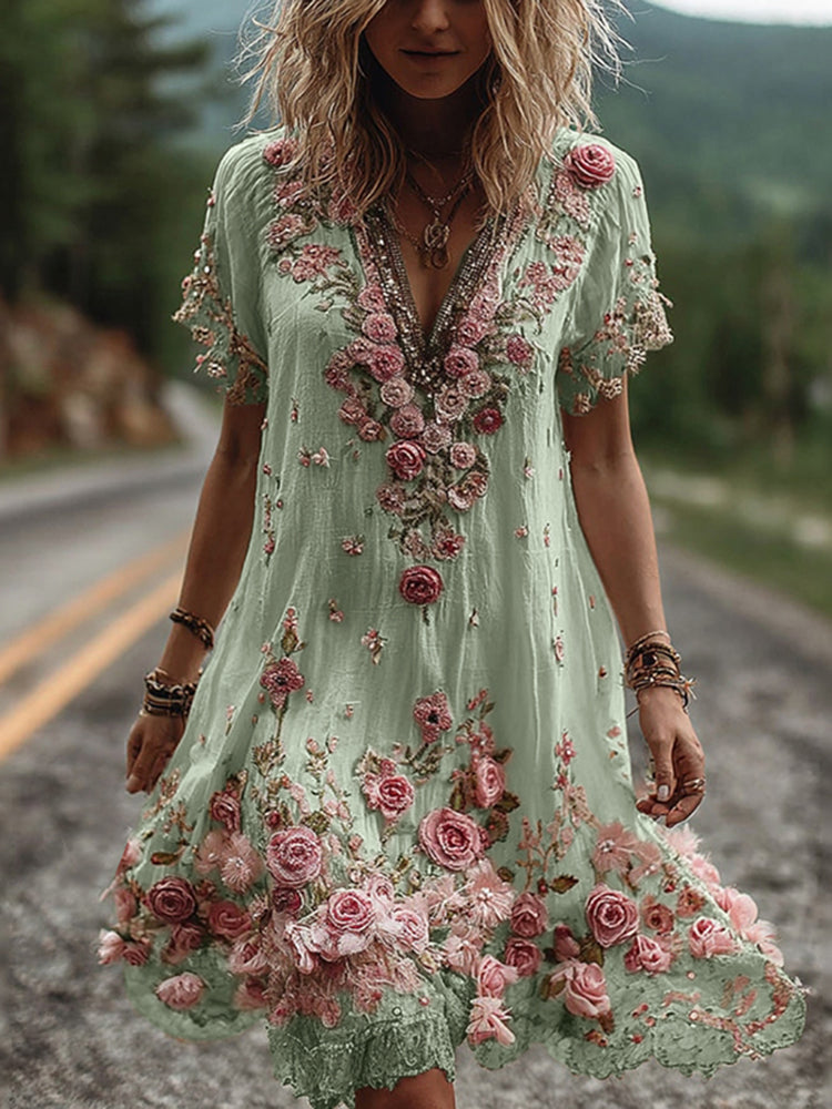 Giselda - Vestido con bordados florales