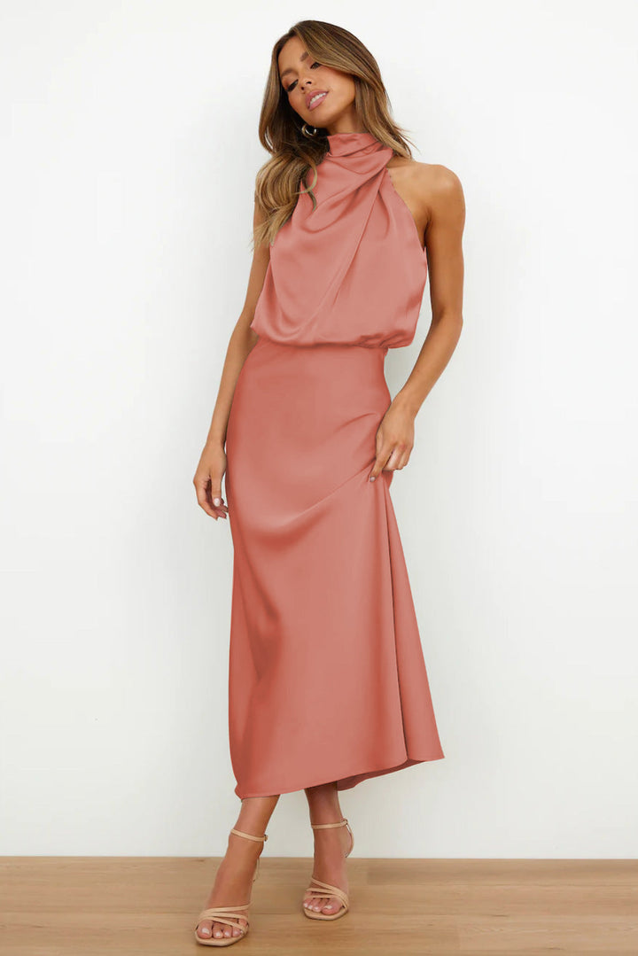 Melira - Vestido maxi de cuello alto Regal