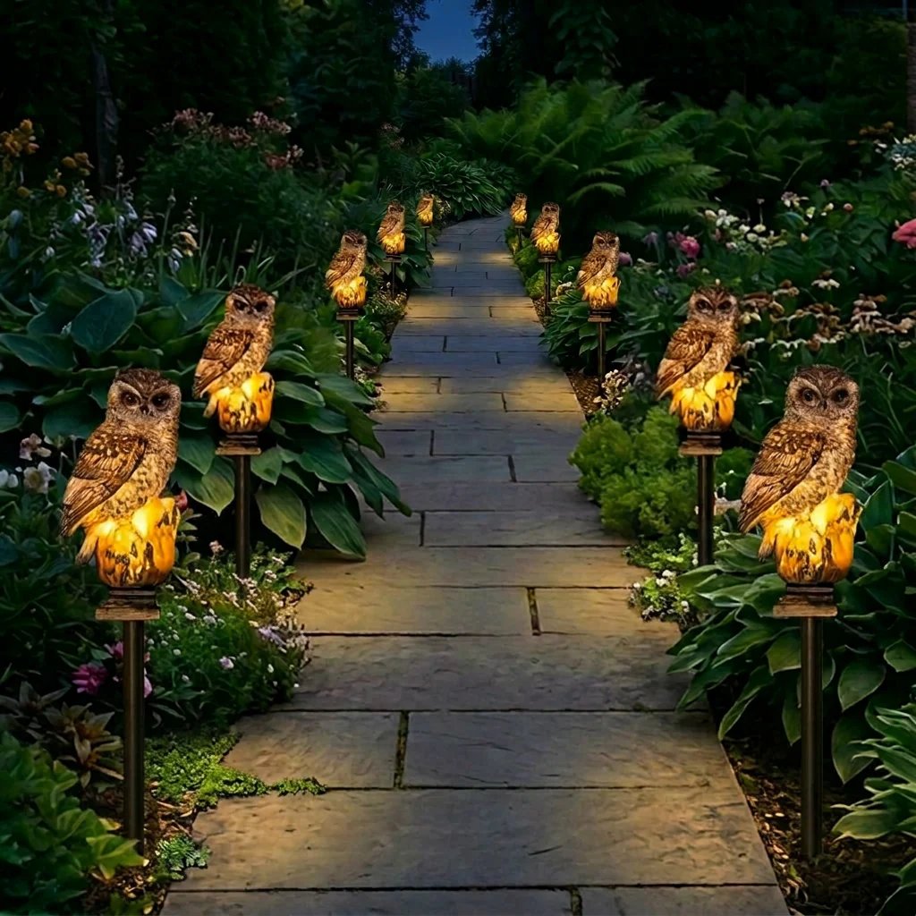 Amora - Lámpara decorativa para jardín con forma de búho