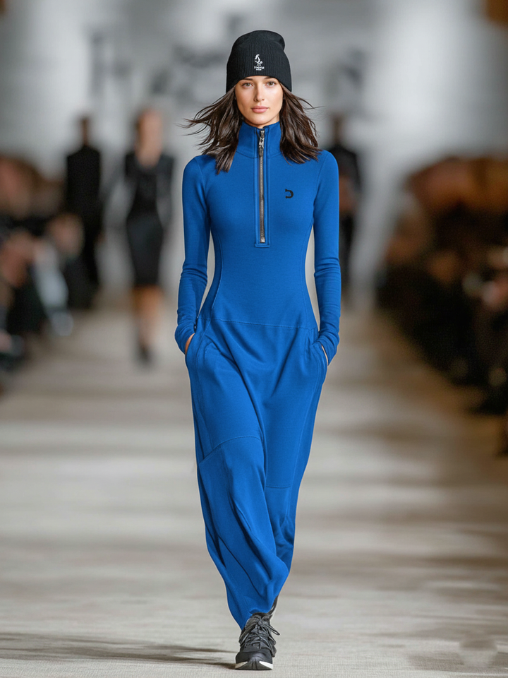 Elise - Vestido maxi de cuello alto y acabado suave al tacto