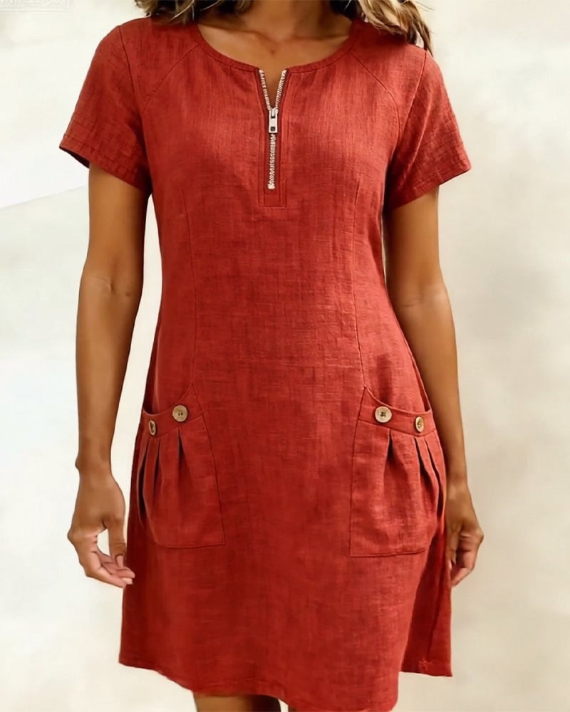 Girella - Vestido de lino de corte en A fresco