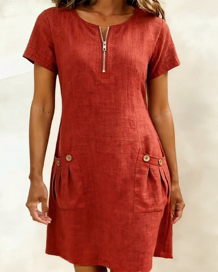 Girella - Vestido de lino de corte en A fresco