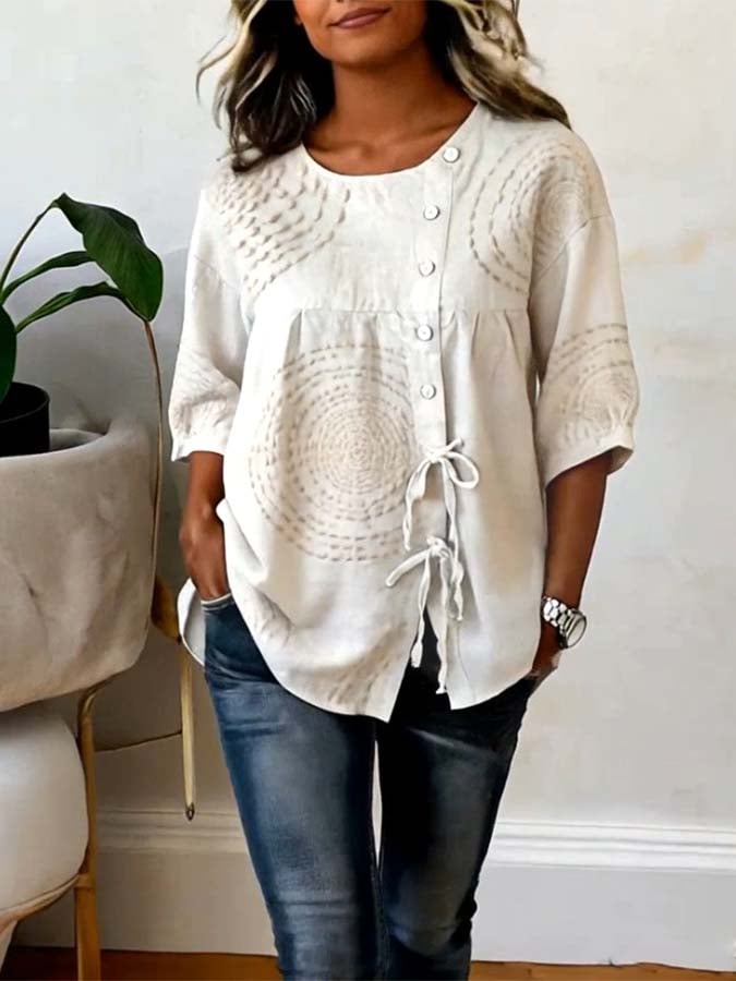 Kalliope - Blusa casual con botones al frente