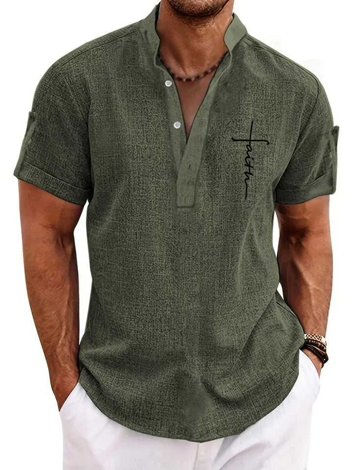 Harlan - Camisa de cuello alto texturizada