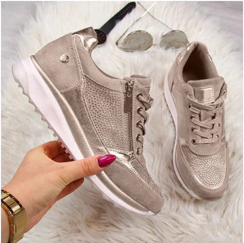 Raina - Tenis casuales con moño y cierre lateral