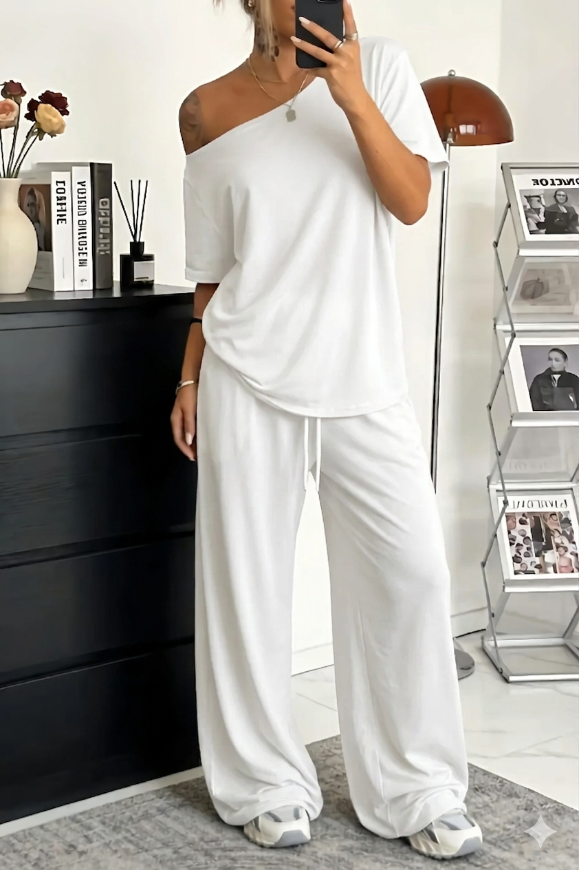 Cosima - Conjunto de top y pantalón de corte holgado