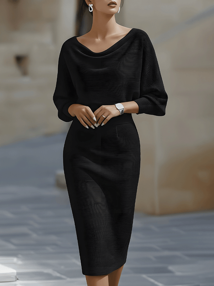 Avalon - Vestido midi con mangas murciélago, suave al tacto