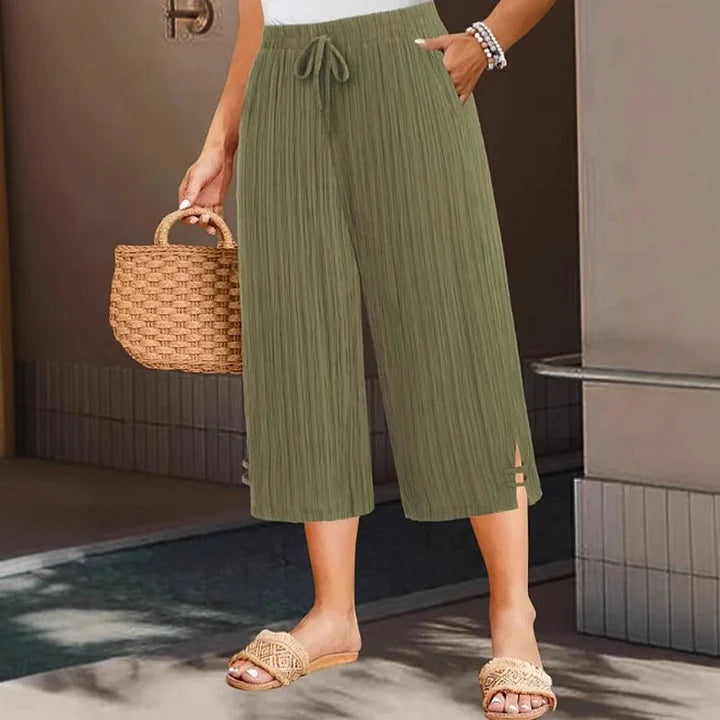 Bexara - Pantalones culotte plisados de pierna ancha