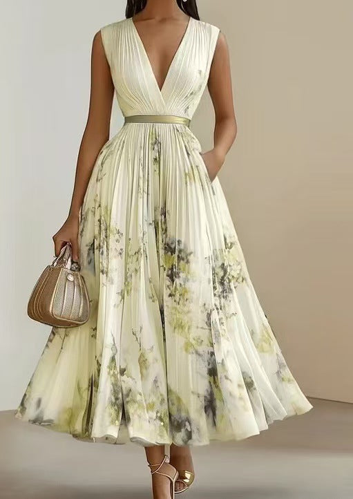 Nadia - Vestido midi plisado con estampado floral