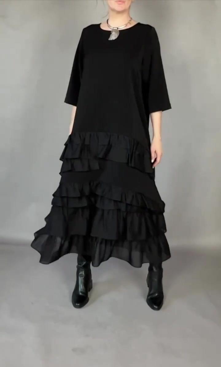 Elena - Vestido maxi acampanado de tacto suave