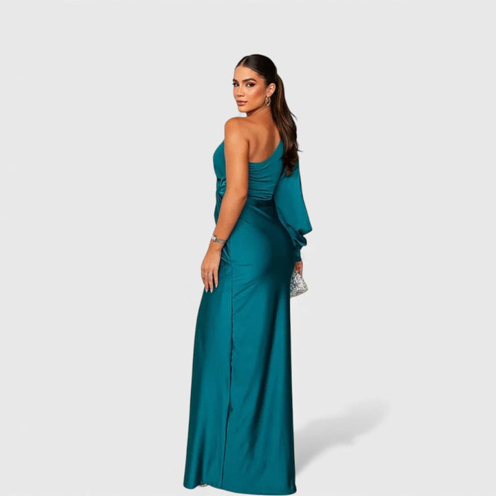 Ellivia - Vestido de noche de un solo hombro de tacto suave
