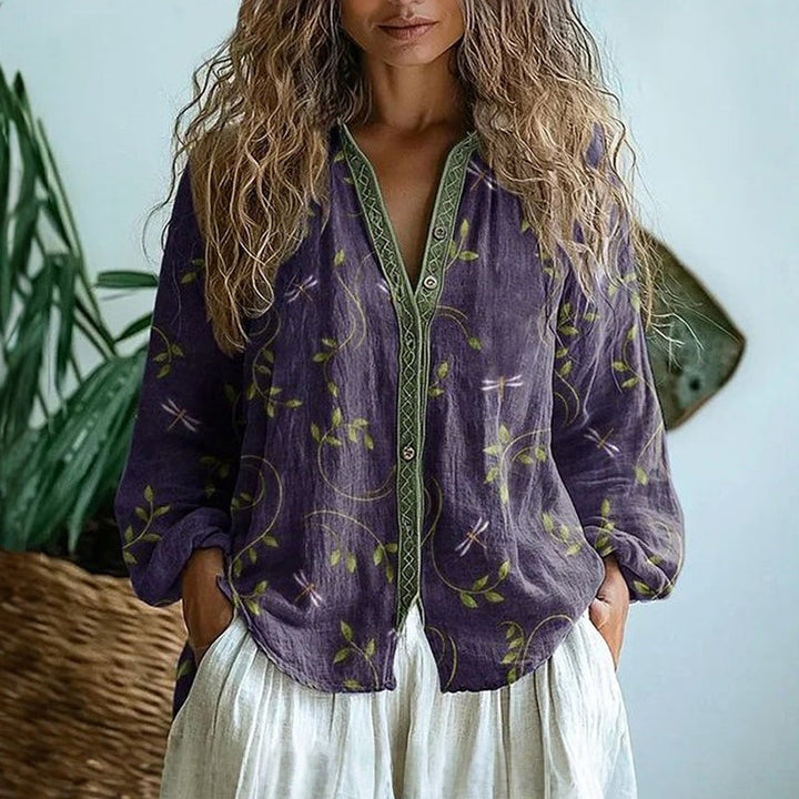 Lurellea - Blusa con estampado de hojas y tacto suave