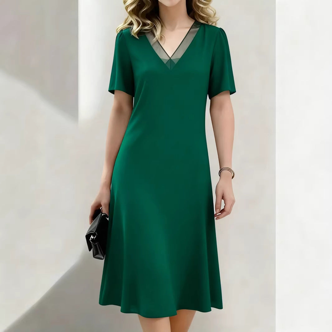 Brina - Vestido midi con escote en V y manga corta