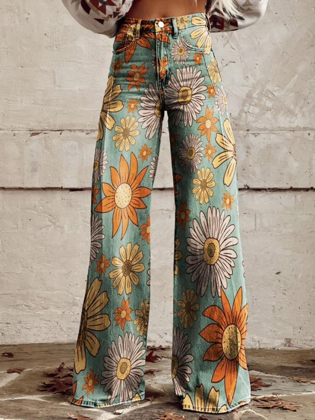 Rhosyn - Pantalones palazzo florales, suaves al tacto