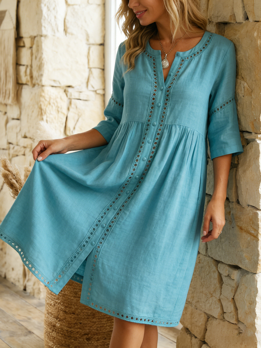 Harlow - Vestido midi premium de lino