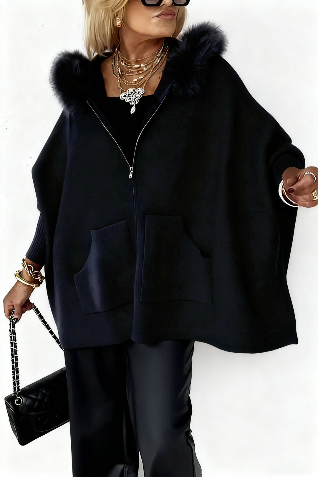 Isendria - Abrigo con Capucha Casual Elegante