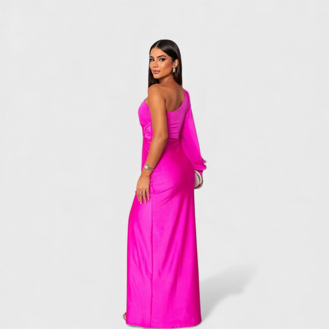 Ellivia - Vestido de noche de un solo hombro de tacto suave