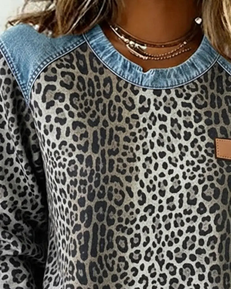 Selara - Suéter de peluche con estampado de leopardo