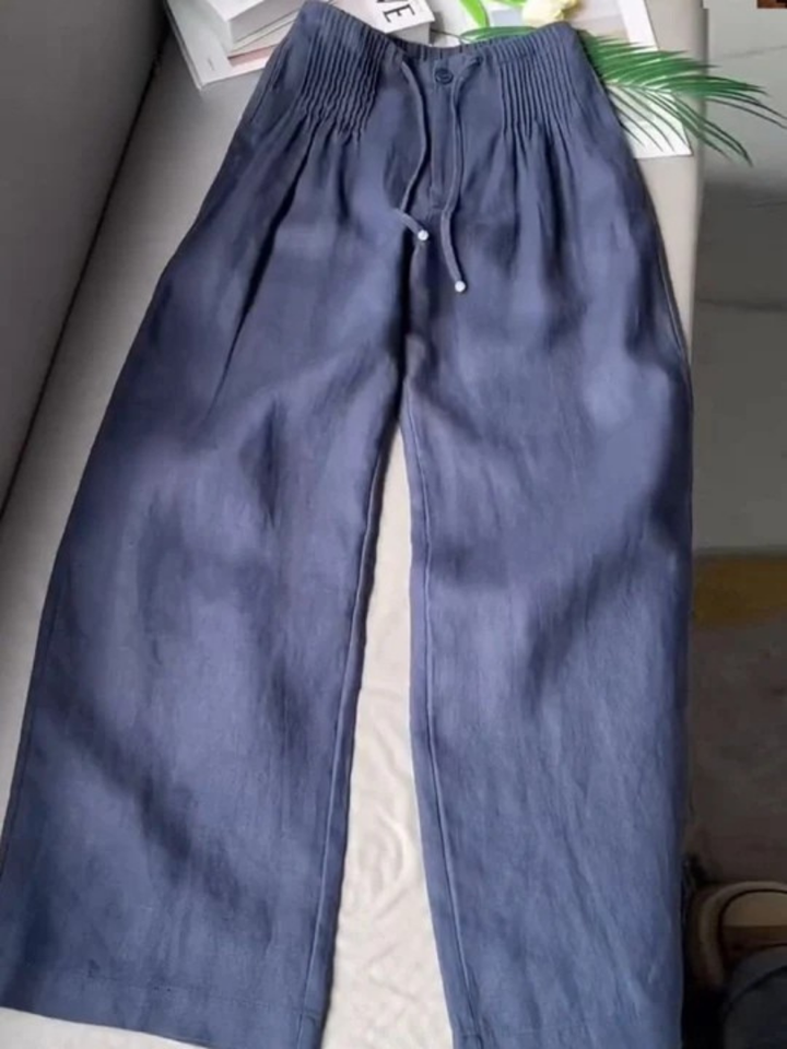 Moriah - Pantalones de pierna ancha de lino ligero