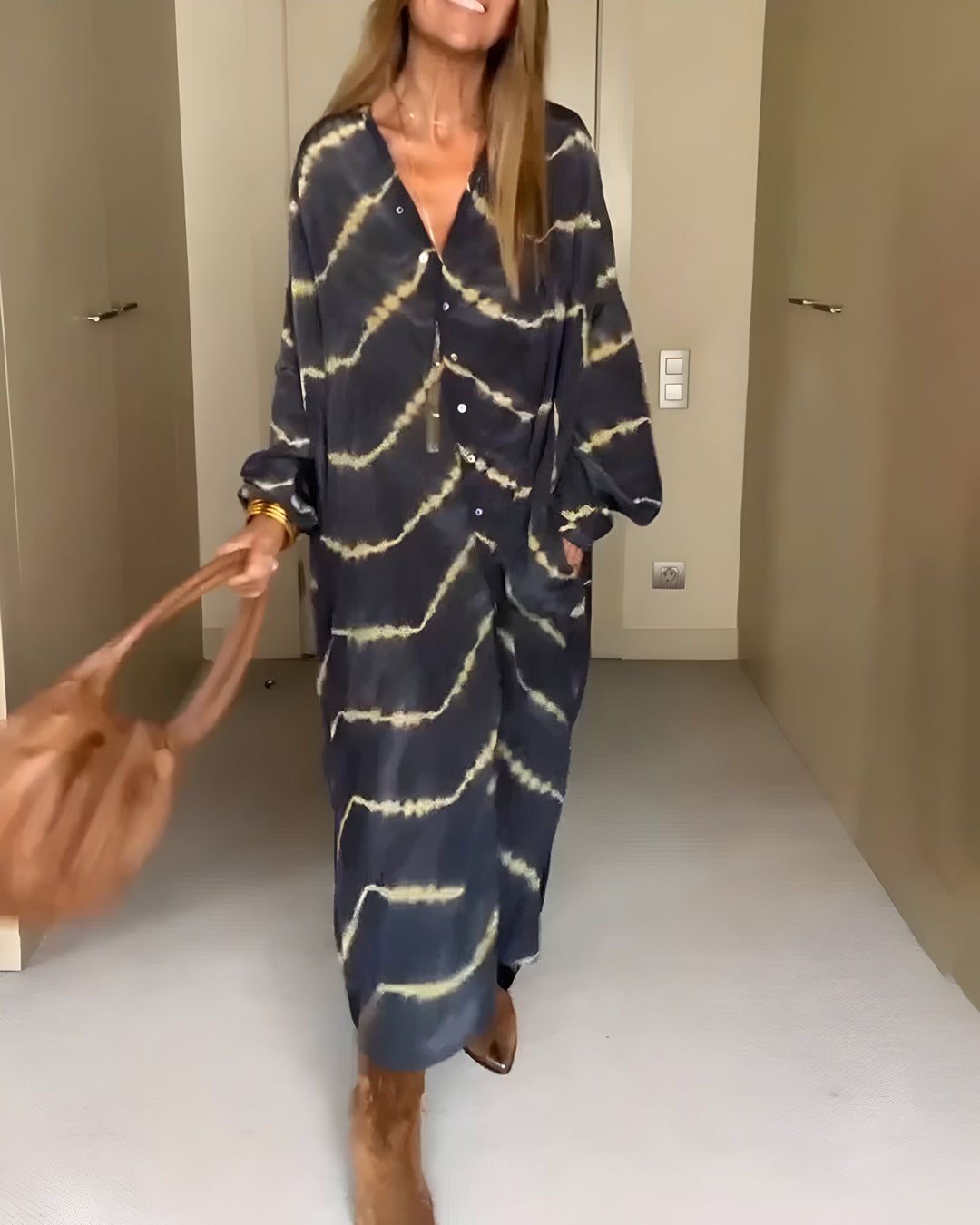 Aviyra - Vestido maxi boho a rayas con acabado suave al tacto