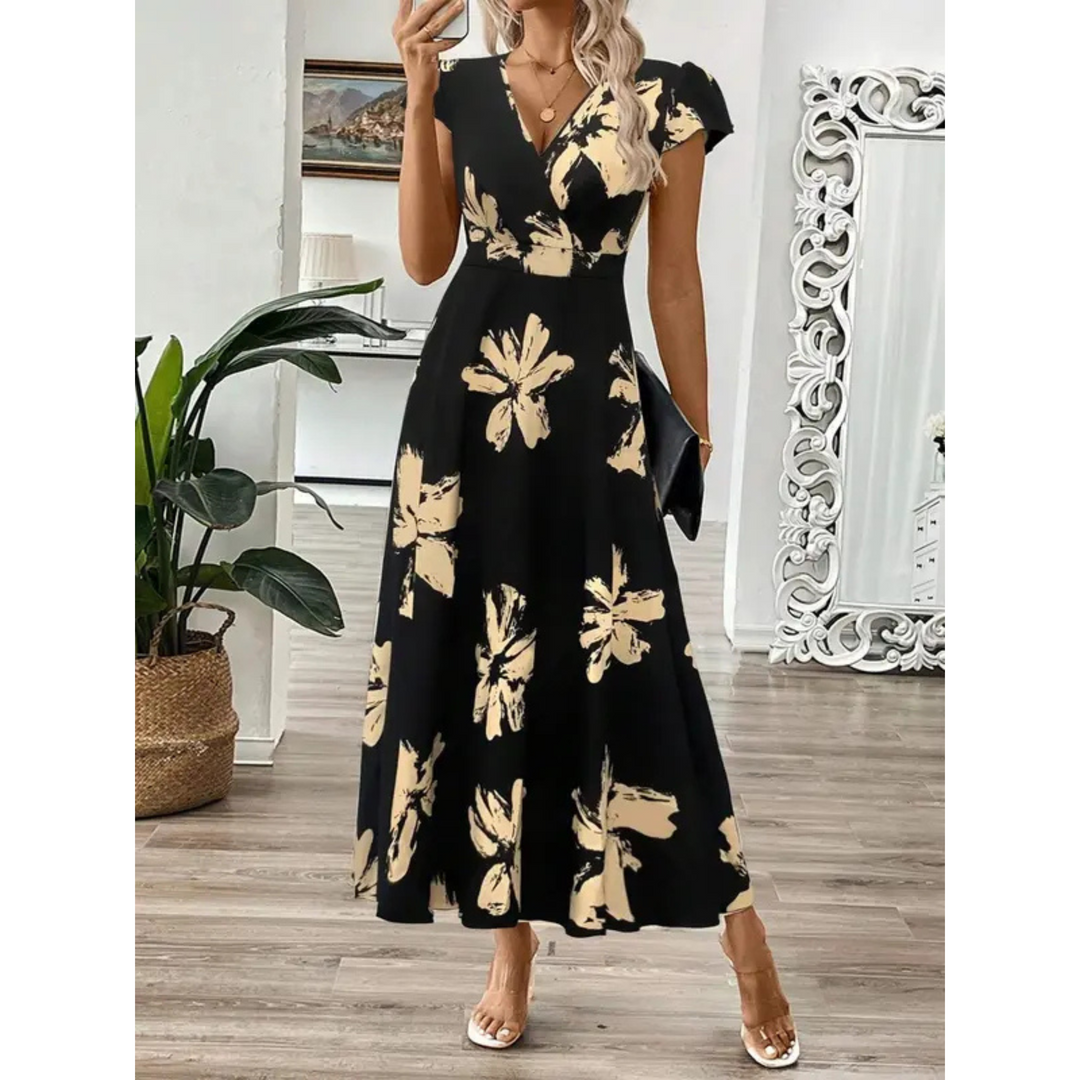 Hanneli - Vestido maxi cruzado de tacto suave