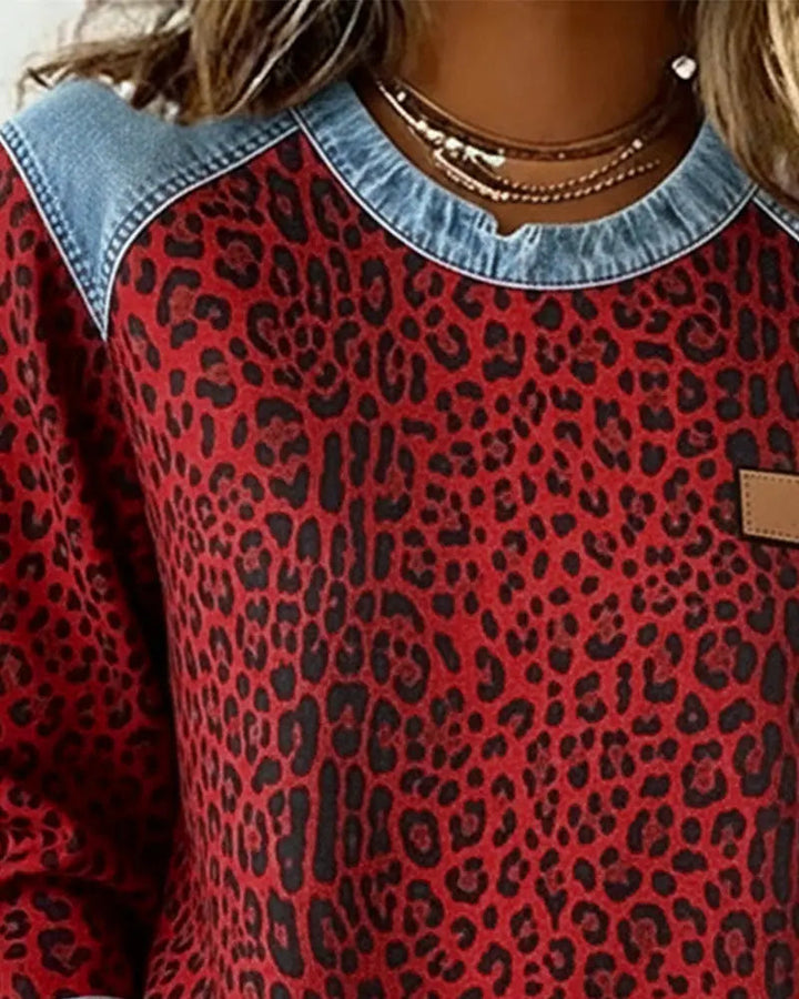Selara - Suéter de peluche con estampado de leopardo
