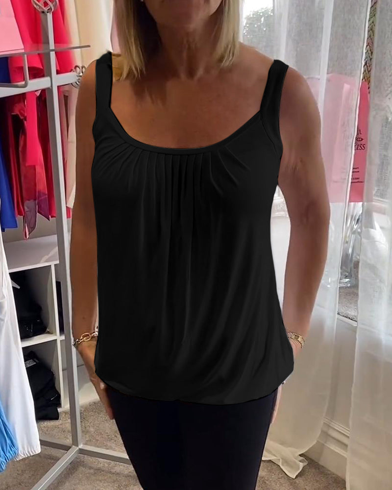 Corina - Top sin mangas con escote en U, suave al tacto