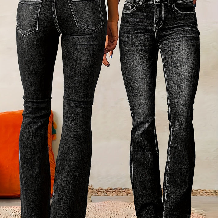 Evarra - Jeans acampanados de tiro alto con suave elasticidad