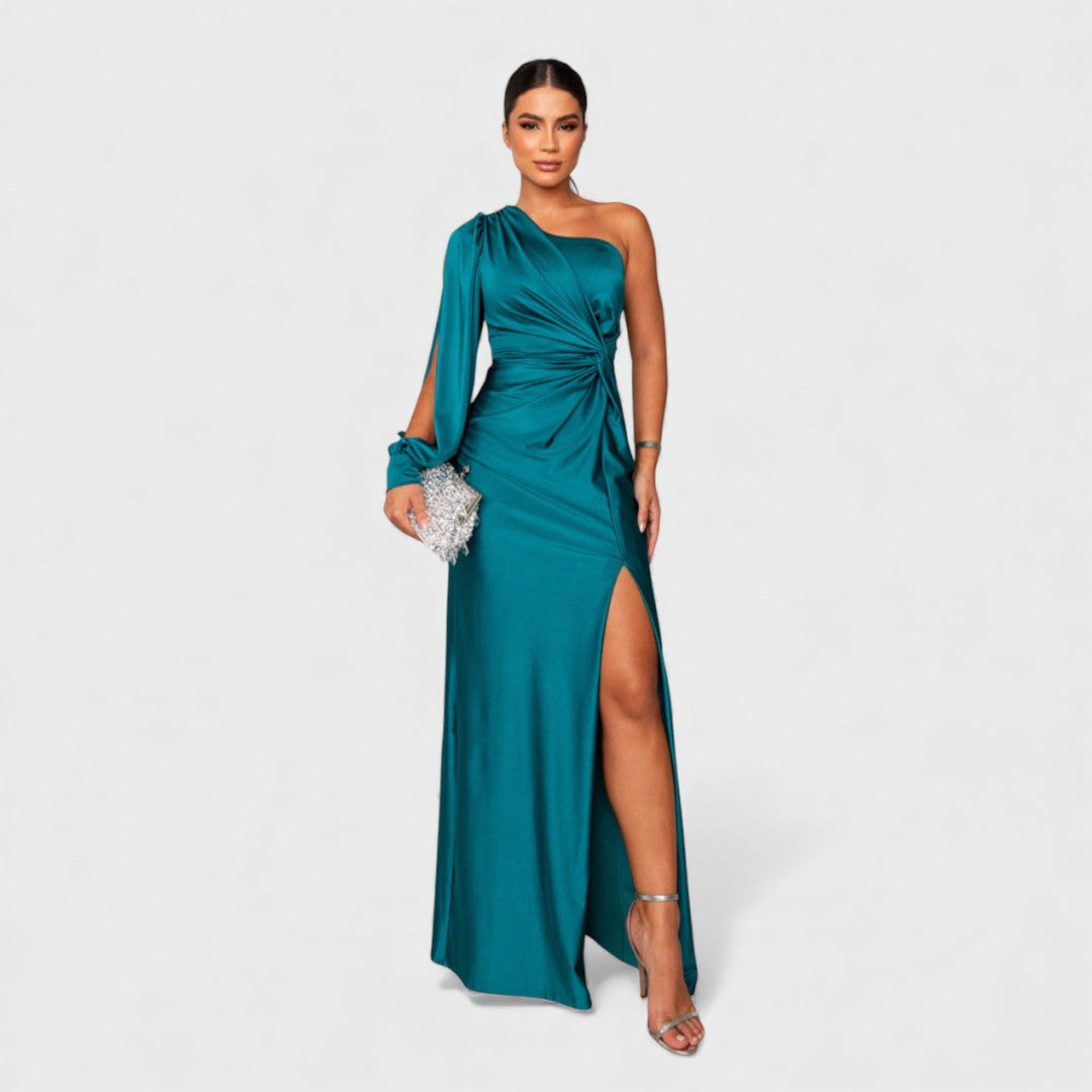 Ellivia - Vestido de noche de un solo hombro de tacto suave