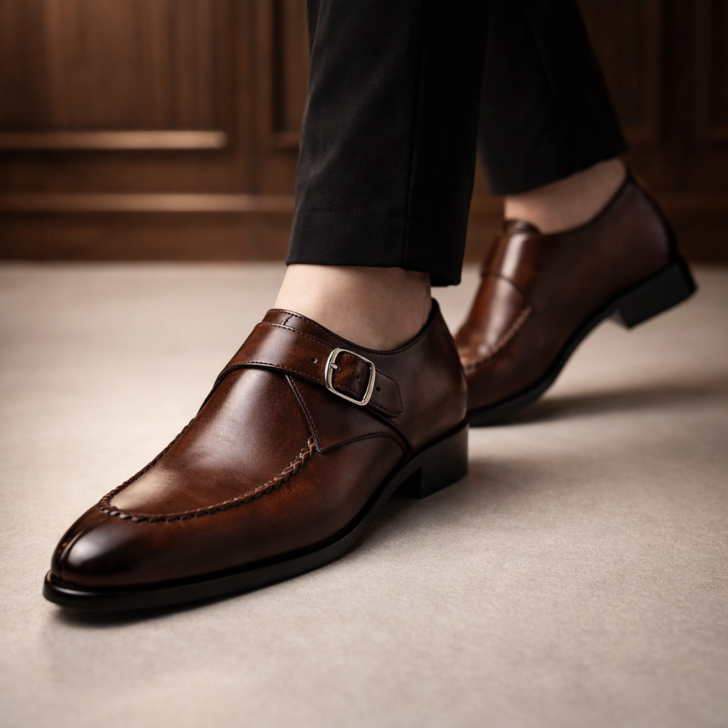 Isaias - Zapatos de vestir con hebilla y acabado pulido