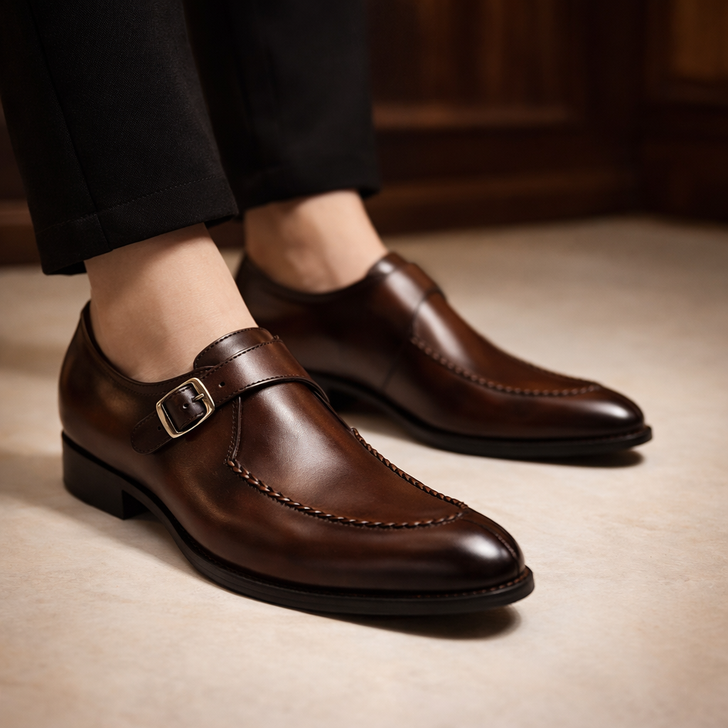 Isaias - Zapatos de vestir con hebilla y acabado pulido