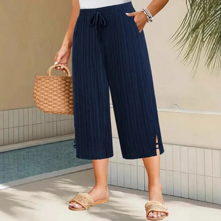 Bexara - Pantalones culotte plisados de pierna ancha