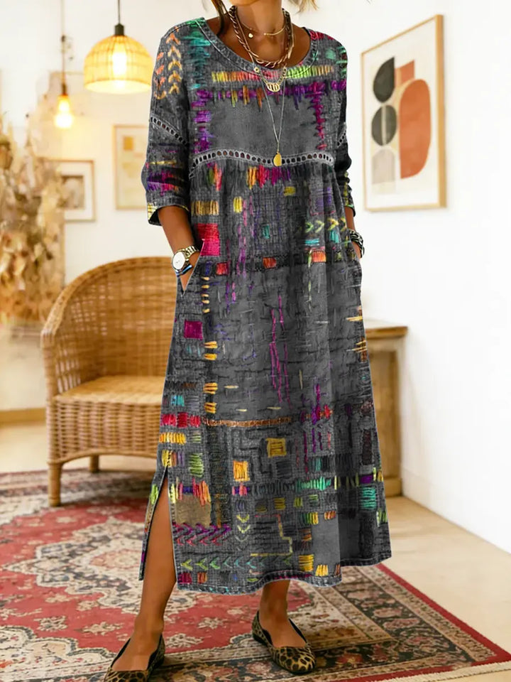 Maelle - Vestido midi estampado de silueta relajada y estilo casual