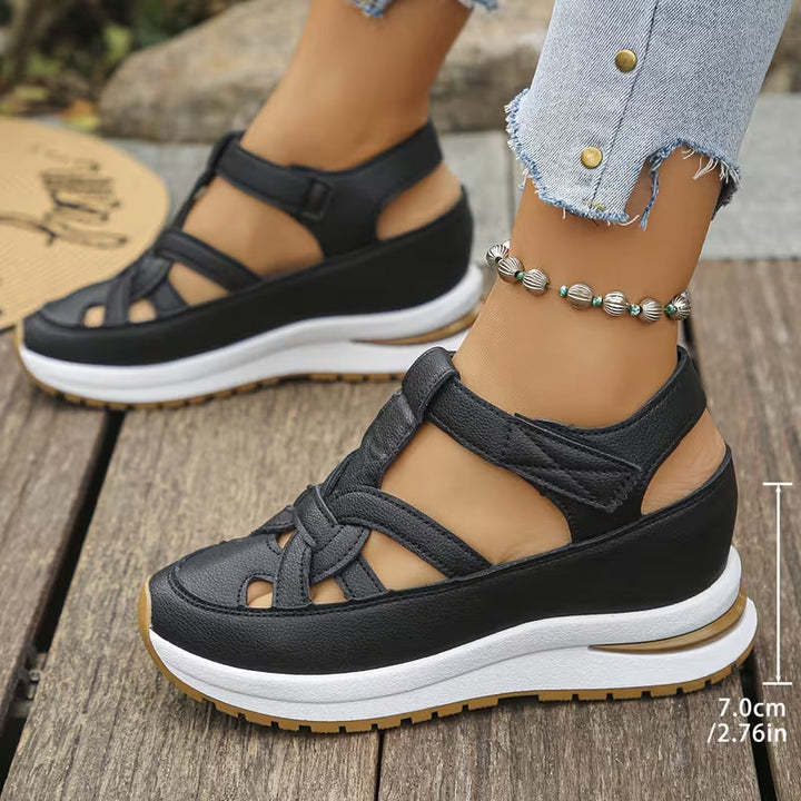 Novessia - Sandalias de cuña con plataforma calada