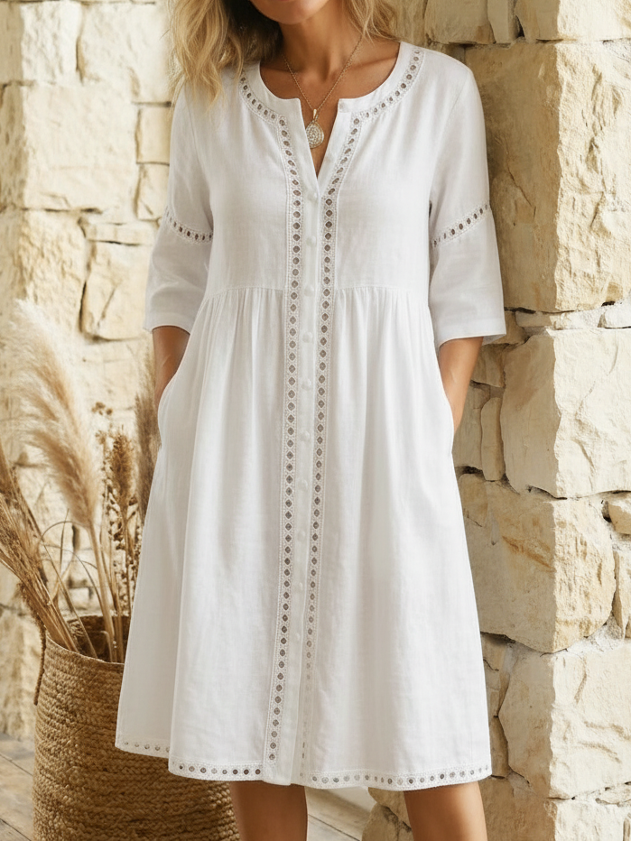 Harlow - Vestido midi premium de lino
