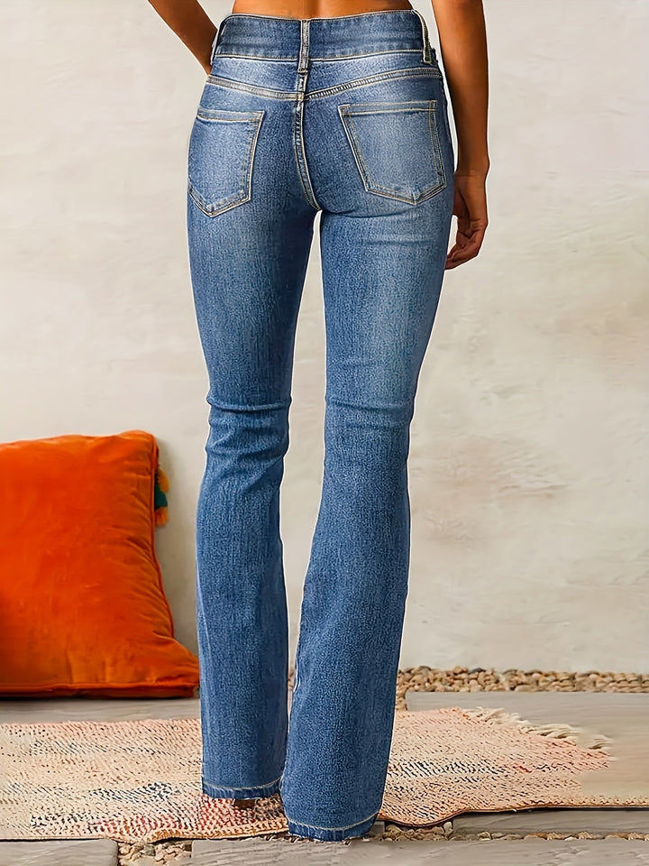 Evarra - Jeans acampanados de tiro alto con suave elasticidad