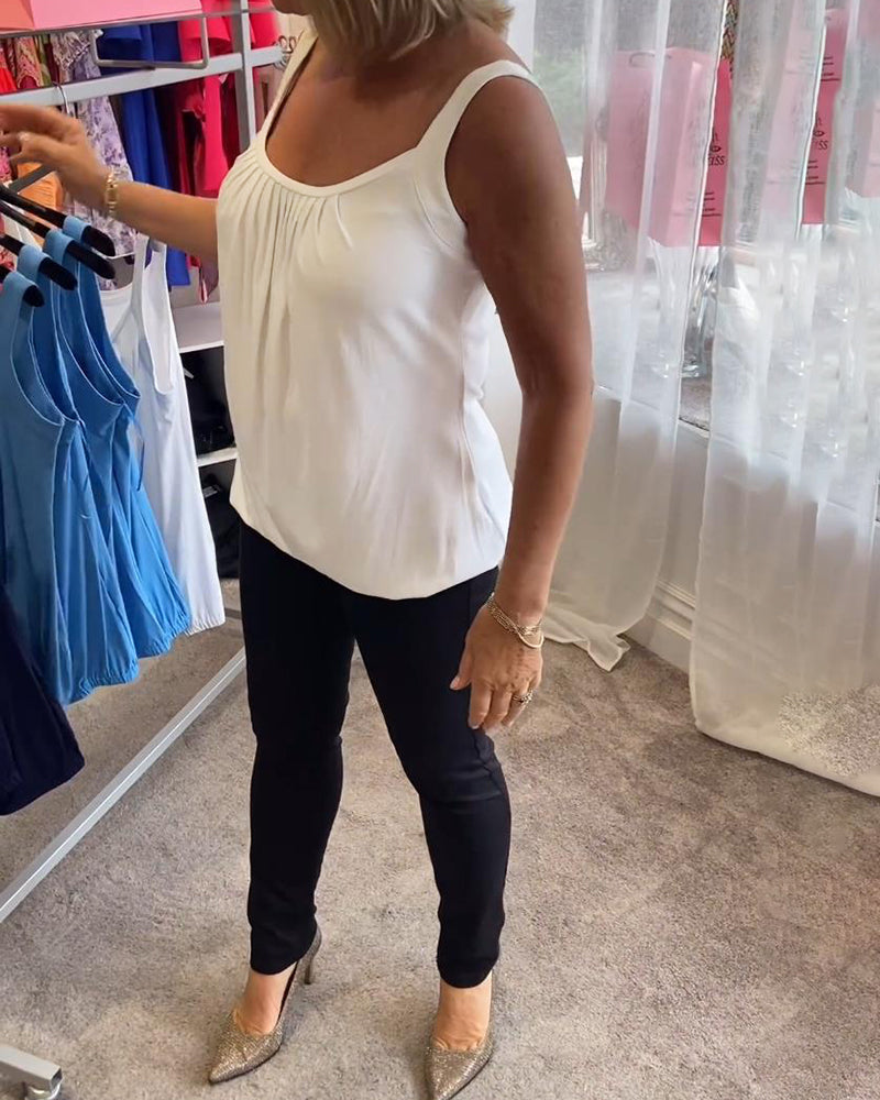 Corina - Top sin mangas con escote en U, suave al tacto