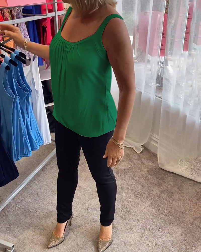 Corina - Top sin mangas con escote en U, suave al tacto