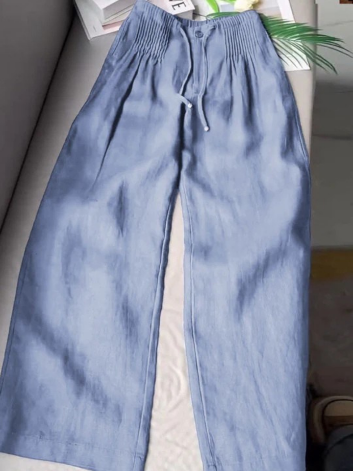 Moriah - Pantalones de pierna ancha de lino ligero