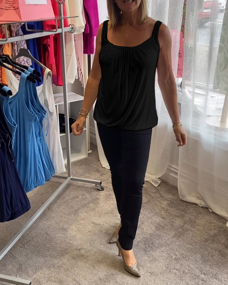 Corina - Top sin mangas con escote en U, suave al tacto