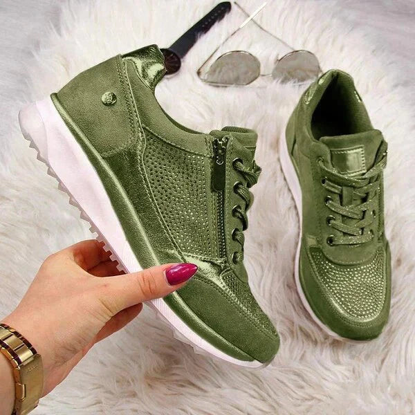 Raina - Tenis casuales con moño y cierre lateral