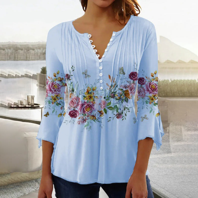 Devika - Blusa con estampado floral