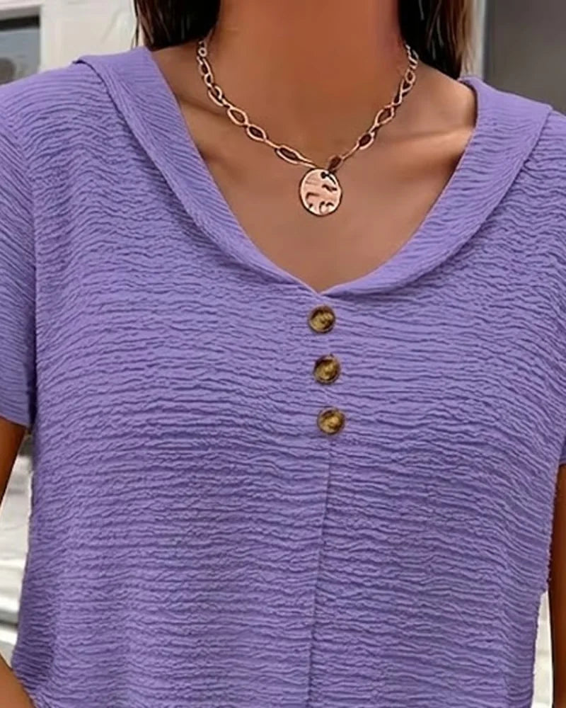 Quintessa - Blusa con escote en V y botones