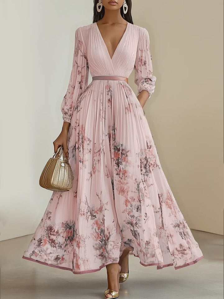 Nadia - Vestido midi plisado con estampado floral