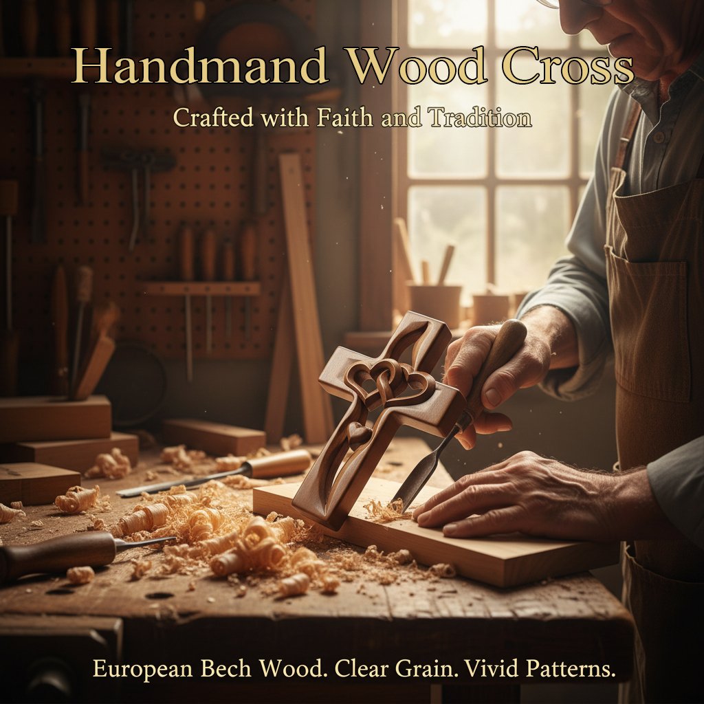 Orlinda - Decoración de Pared con Cruz y Detalle de Corazón